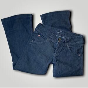 HUDSON DARK WASH CROPPED FLAP POCKET BLUE JEANS SIZE 28
